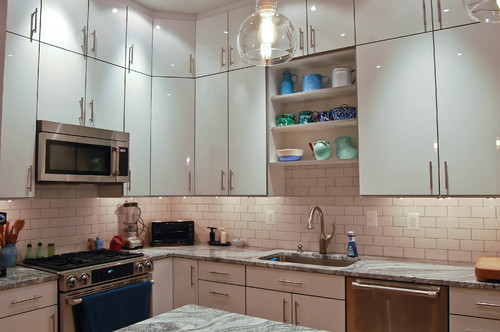 Viscount White Granite Countertops Subway Backsplash Tiles